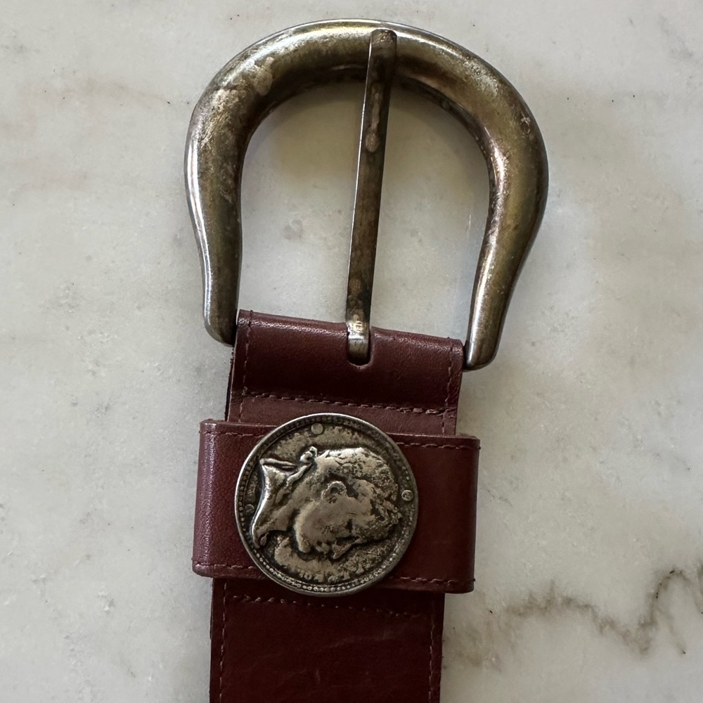 Republique Franchise Genuine Leather Coin Belt With Silver Accents Size S. - Picture 4 of 5